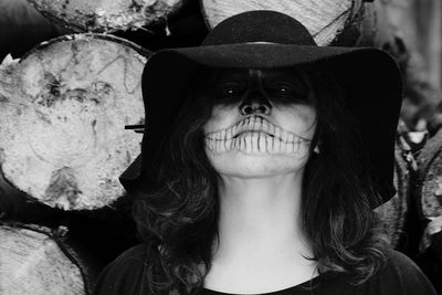 Close-up of a young woman wearing hat