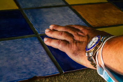 Close-up high angle view of hands