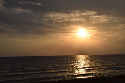 Scenic view of calm sea at sunset