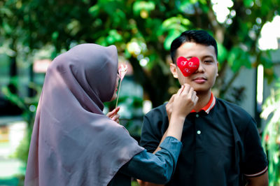 Young couple in park