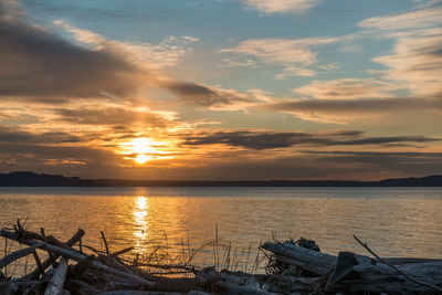 Scenic view of sea against sky during sunset