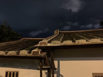 Low angle view of building against sky at night