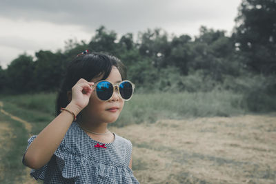 Portrait of boy wearing sunglasses