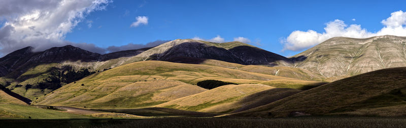 Panoramic view of mountains against sky