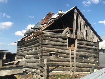 Low angle view of old building against sky