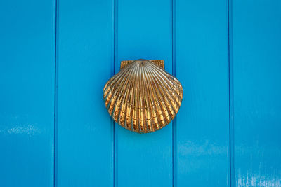 Close-up of closed blue door