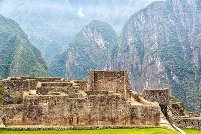 Built structure with mountains in background