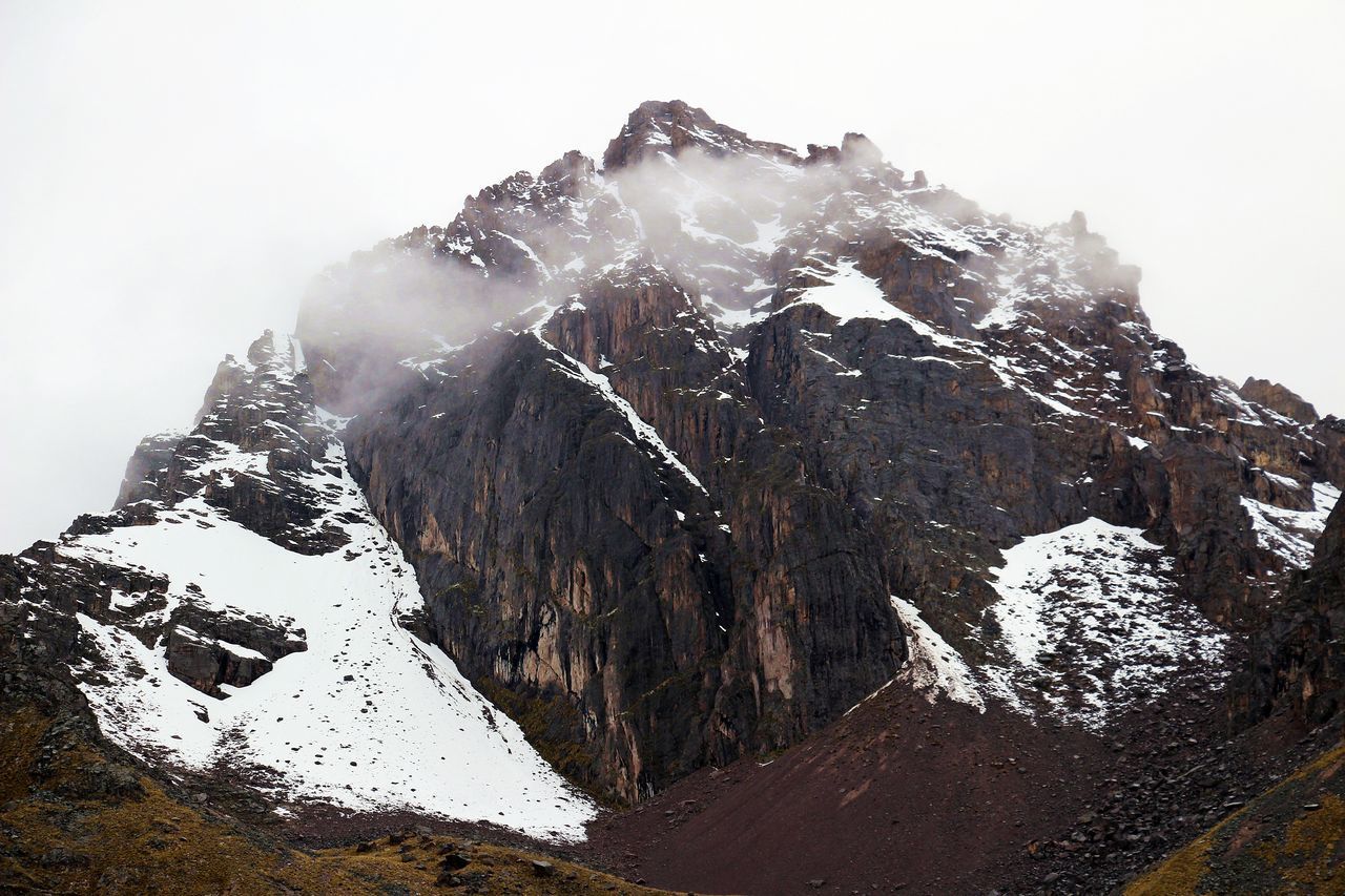 SNOW ON MOUNTAIN AGAINST SKY