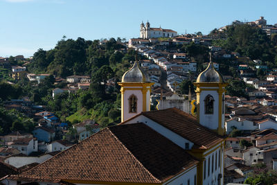 High angle view of townscape against sky