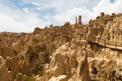 Panoramic view of rock formations against sky