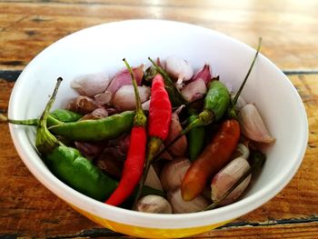 Close-up of salad in bowl on table