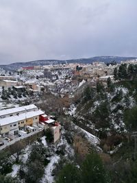 High angle view of cityscape against sky