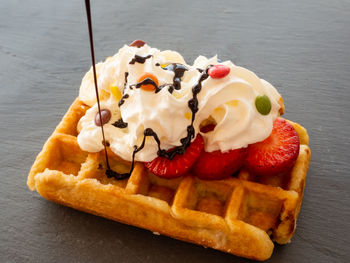 Close-up of dessert on table