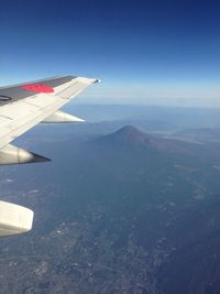 Aerial view of airplane wing