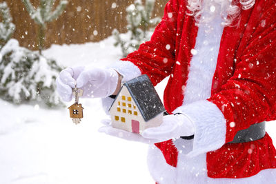 Close-up of christmas decoration on snow