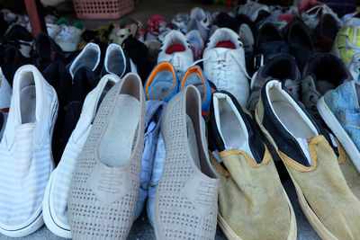 Close-up of shoes for sale