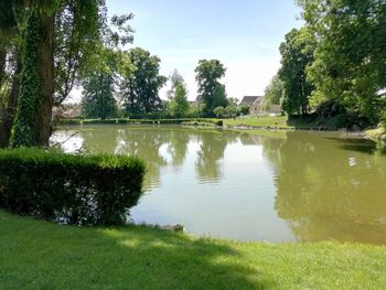 Scenic view of lake against sky