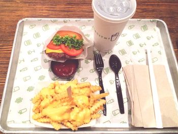 Close-up of food served on table