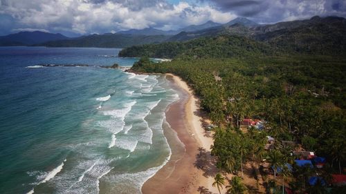 High angle view of beach against sky