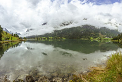 Scenic view of lake against sky