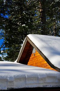 Low angle view of building against sky during winter