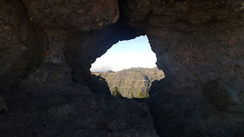 Rock formation seen through cave