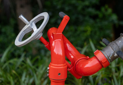 Close-up of bicycle on field