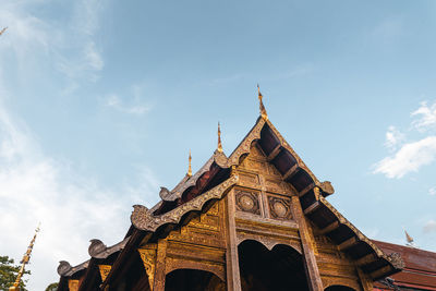 Low angle view of temple building against sky