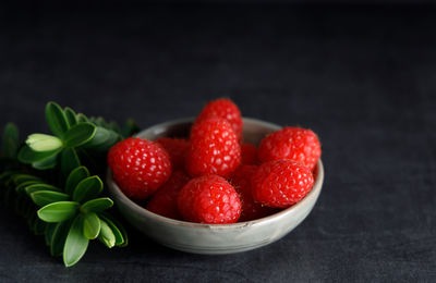 Close-up of strawberries in bowl