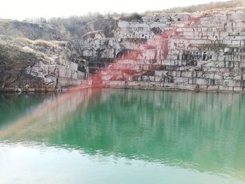 Reflection of trees in lake
