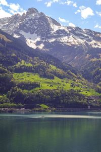 Scenic view of lake and mountains