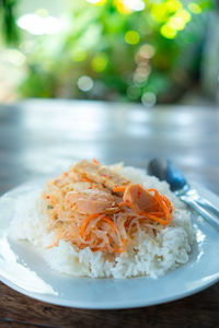 Close-up of meal served in plate