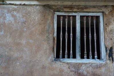 Close-up of window on old building