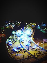 High angle view of crowd at night