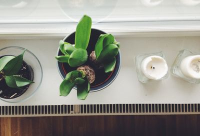 High angle view of heart shape on table