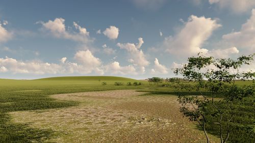 Scenic view of land against sky