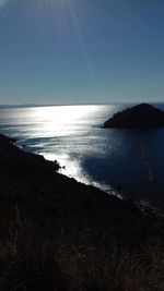 Scenic view of sea against clear sky