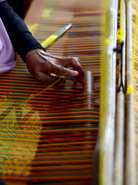 Cropped hand weaving loom in factory