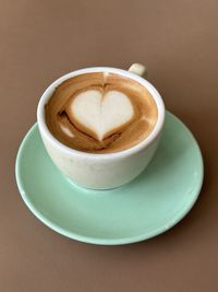 Directly above shot of cappuccino on table