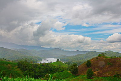 Scenic view of mountains against sky