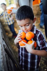 Boy holding ice cream