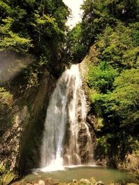 Scenic view of waterfall