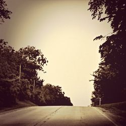 Empty road along trees