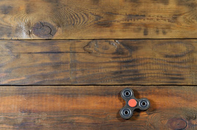 High angle view of fidget spinner on table