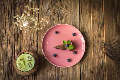 High angle view of breakfast on table