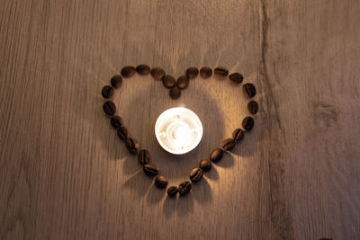 Directly above shot of coffee beans on table