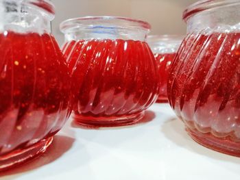 Close-up of glass jar on table