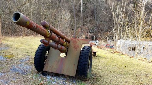 Rusty metal on field