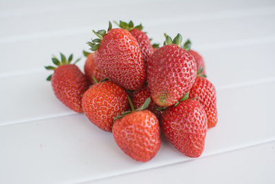 Close-up of strawberries on table