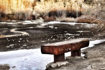 Close-up of frozen lake during winter